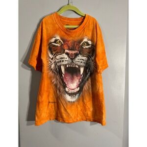 The Mountain roaring orange tiger acid washed tshirt short sleeve kids‎ Large